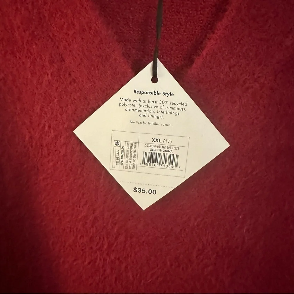 NWT Ava & Viv XXL Red V Neck Pullover Sweater Tunic Long Sleeve - Picture 7 of 9